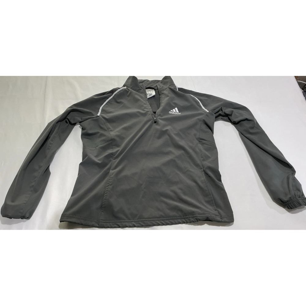 Adidas Mens Windbreaker Mens Small Gray Pullover Vented Outdoors Activewear Zip
